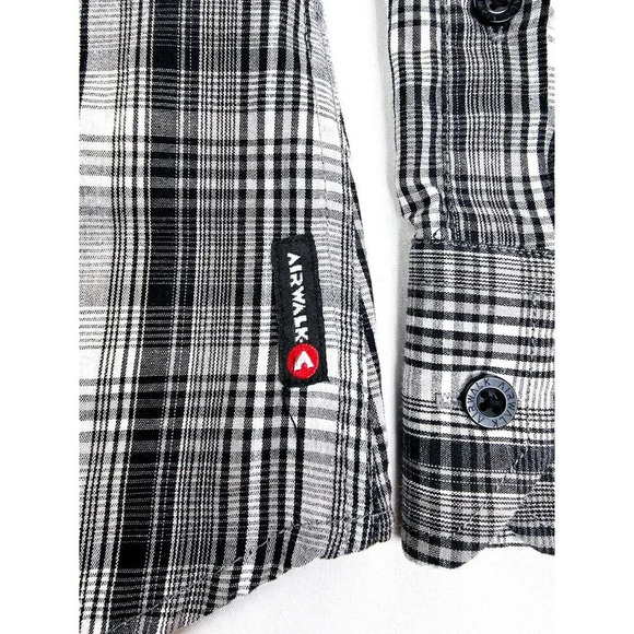 Airwalk Size Medium Men's Gray Check Logo Tag Long Sleeve Dual Pocket Shirt - Picture 6 of 13